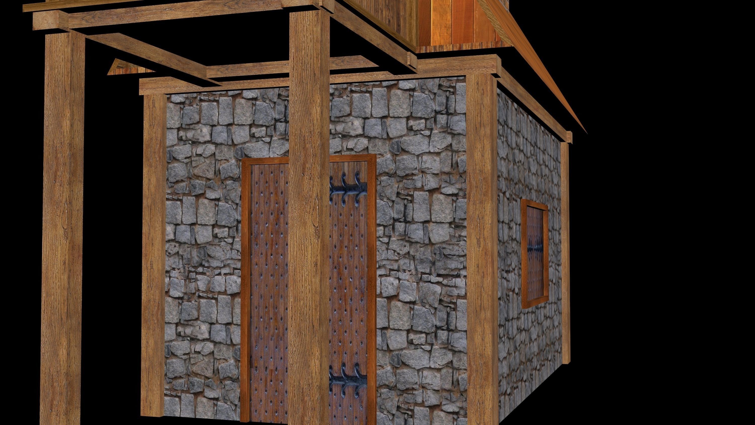 Medieval House for Game Low-poly 3D model_5
