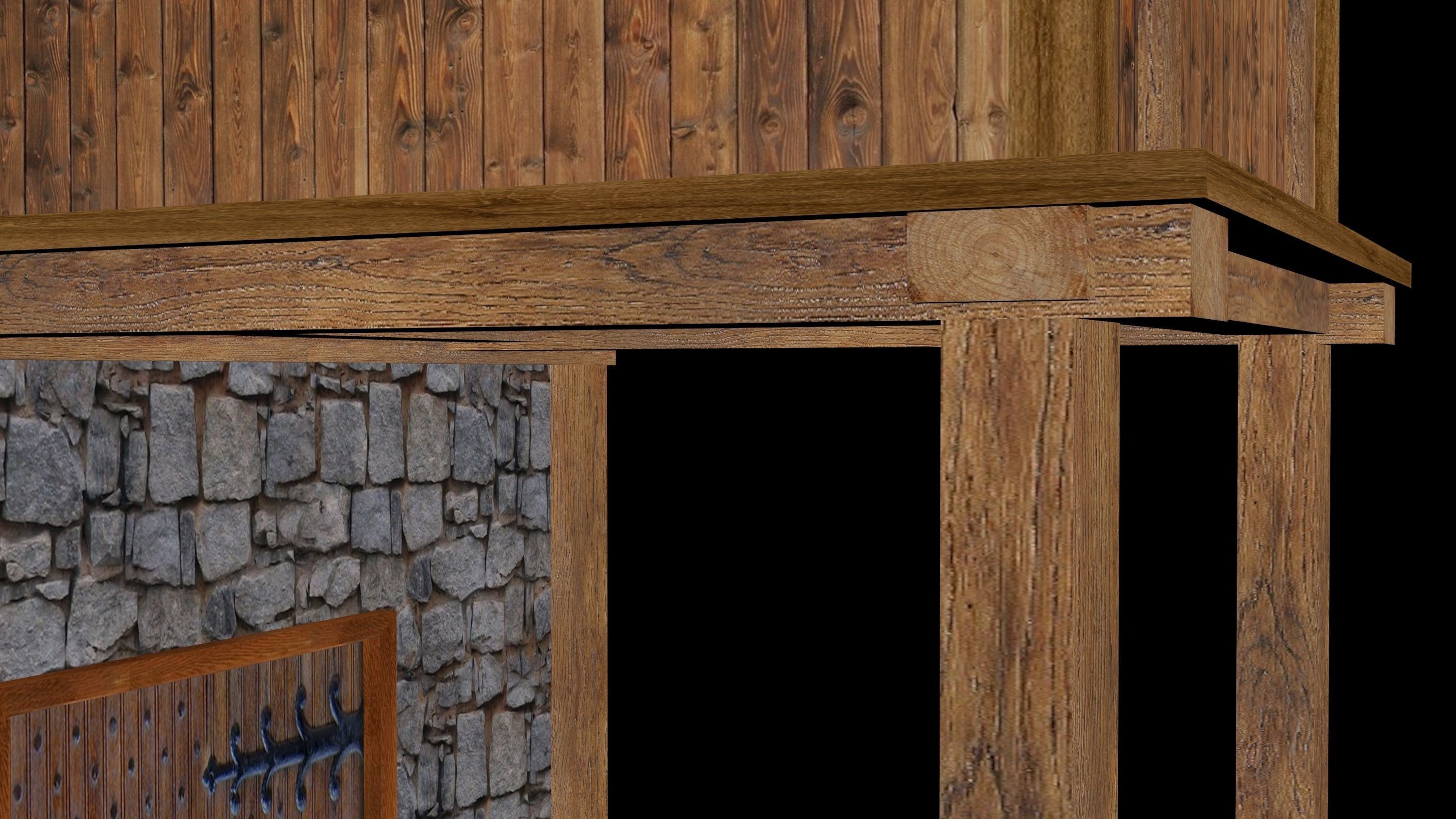 Medieval House for Game Low-poly 3D model_6