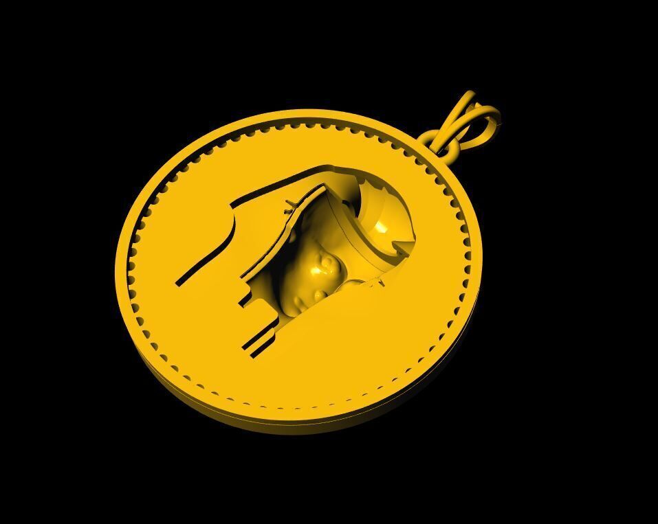 King Tutankhamun Egyption Sarcophagus Pendant - 0090 3D print model_8