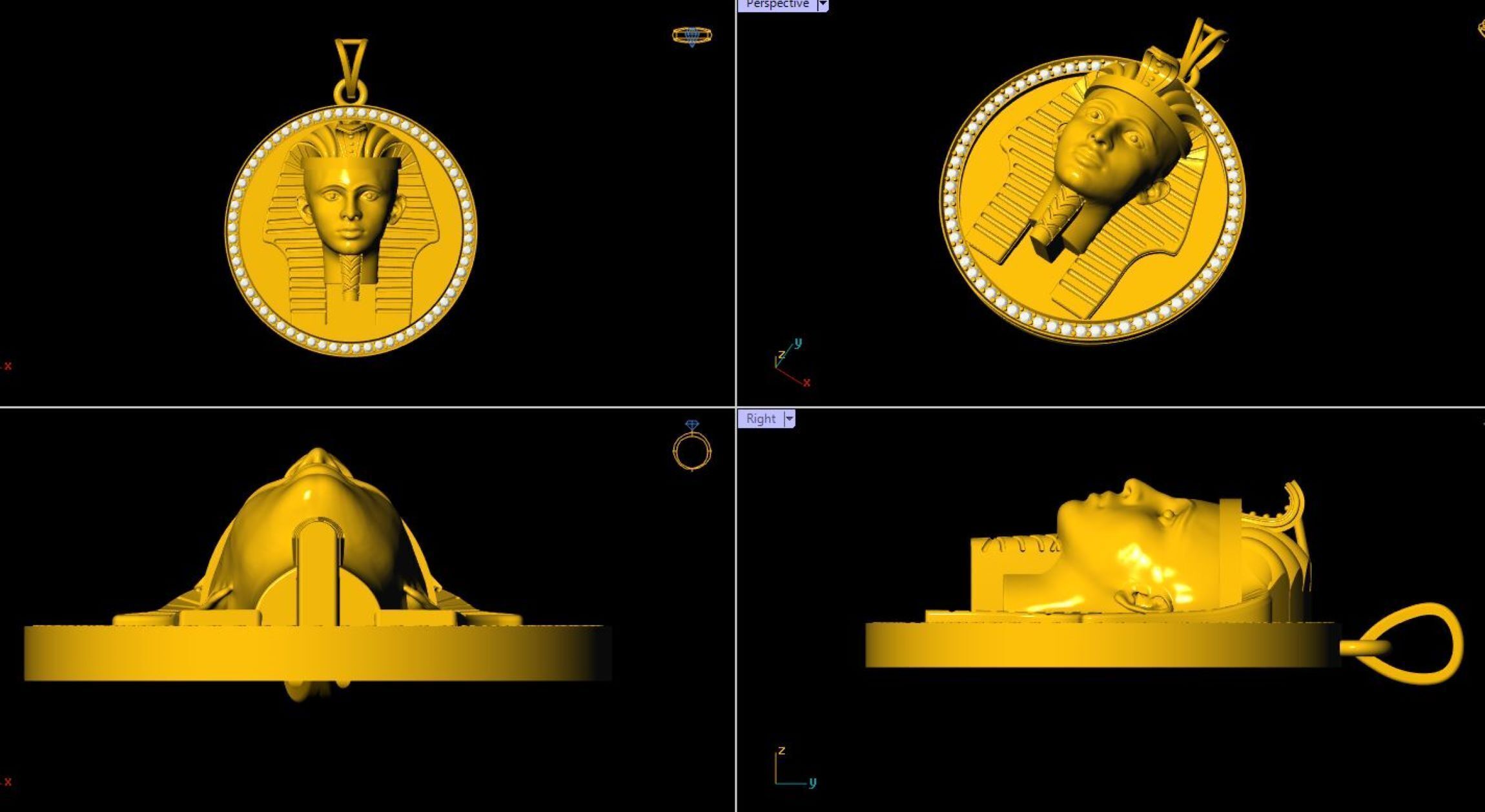 King Tutankhamun Egyption Sarcophagus Pendant - 0090 3D print model_3