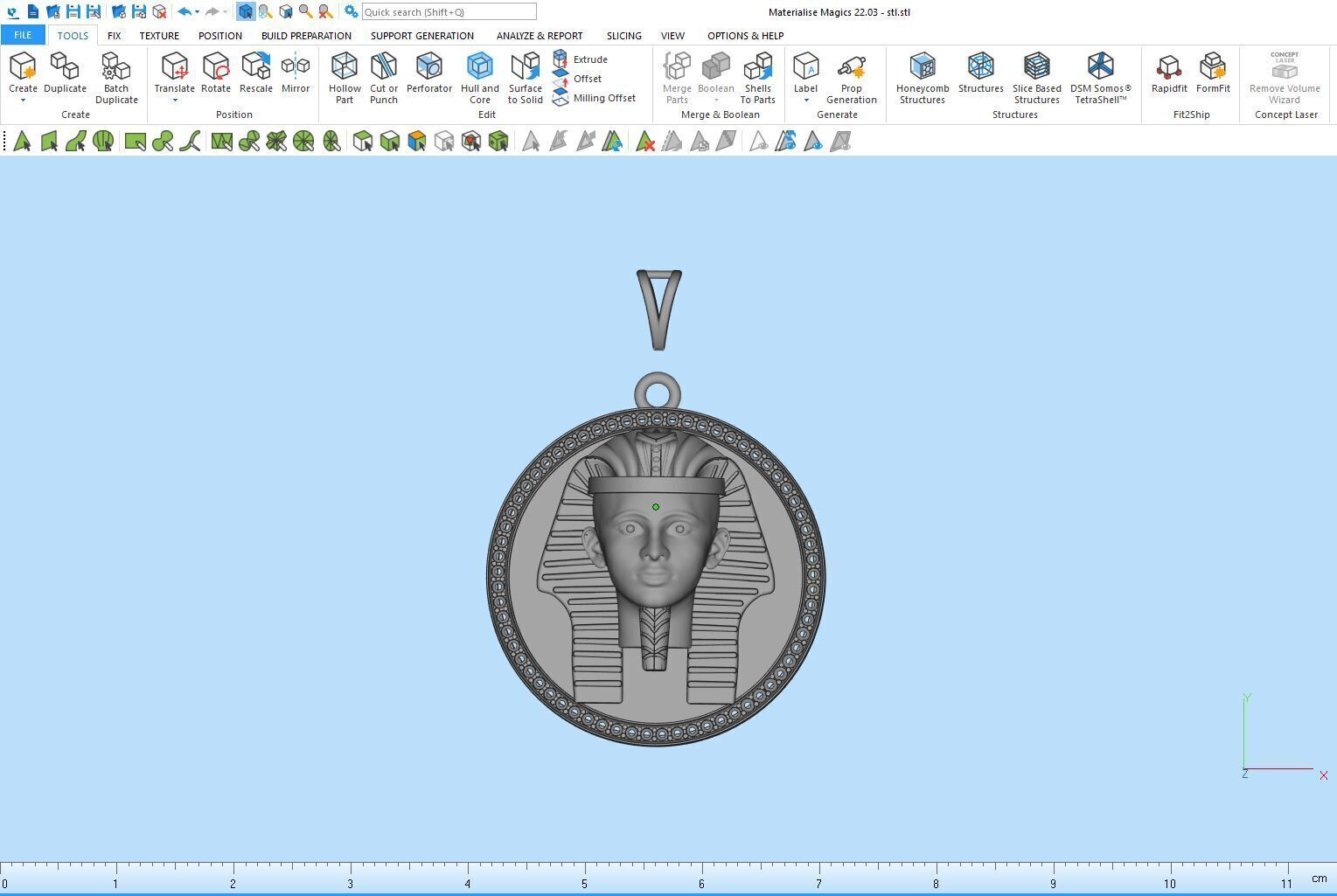 King Tutankhamun Egyption Sarcophagus Pendant - 0090 3D print model_11