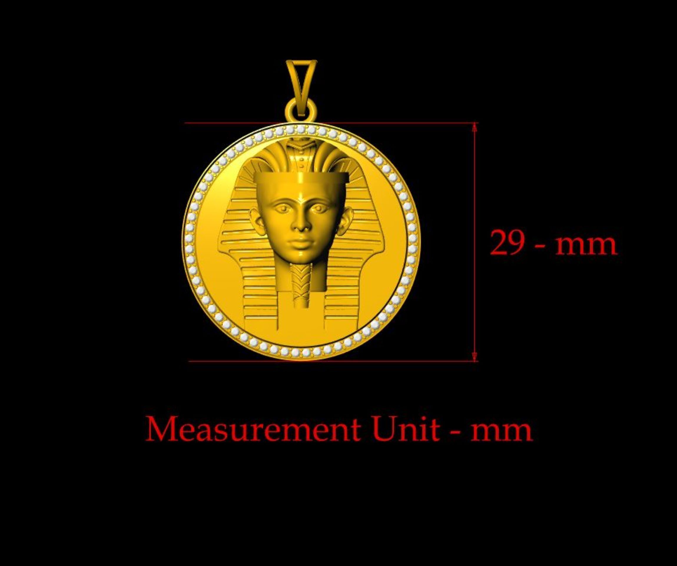 King Tutankhamun Egyption Sarcophagus Pendant - 0090 3D print model_2