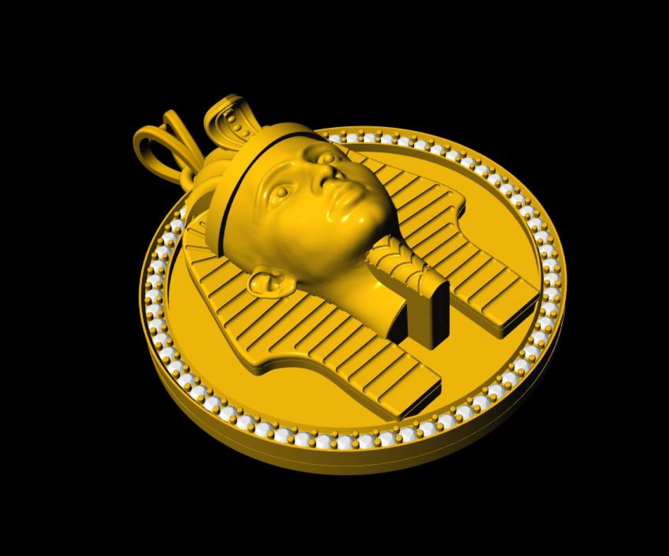 King Tutankhamun Egyption Sarcophagus Pendant - 0090 3D print model_7