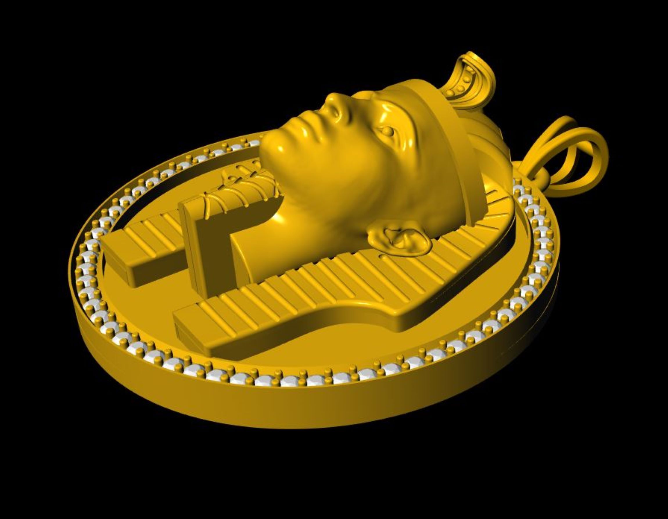 King Tutankhamun Egyption Sarcophagus Pendant - 0090 3D print model_6