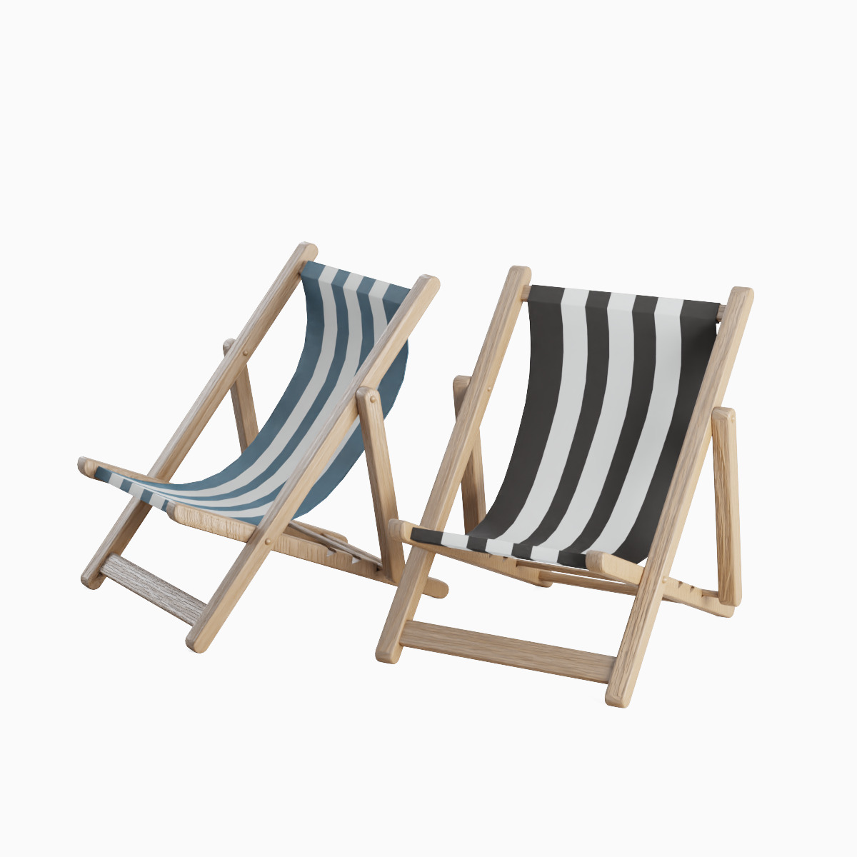 Beach Chair Set  Low-poly 3D model_3
