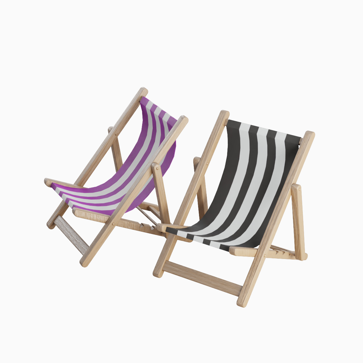 Beach Chair Set  Low-poly 3D model_30