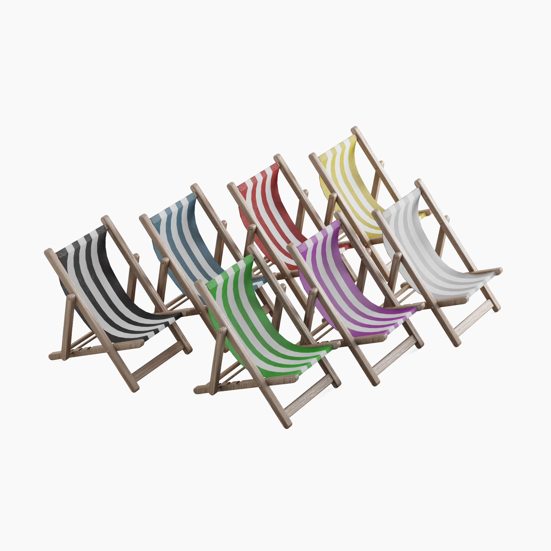 Beach Chair Set  Low-poly 3D model_0