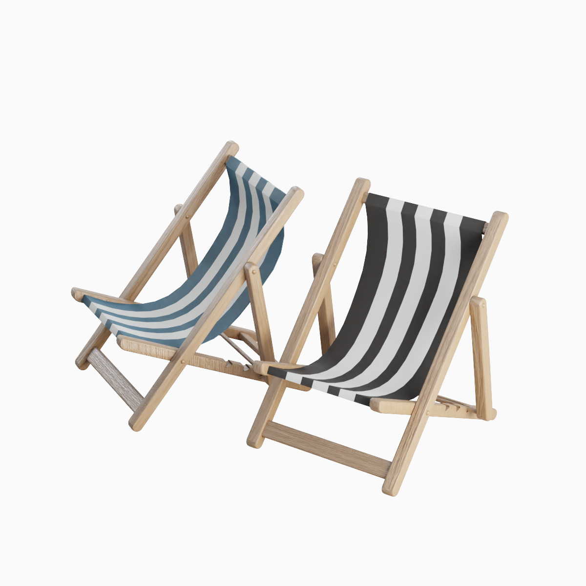 Beach Chair Set  Low-poly 3D model_6