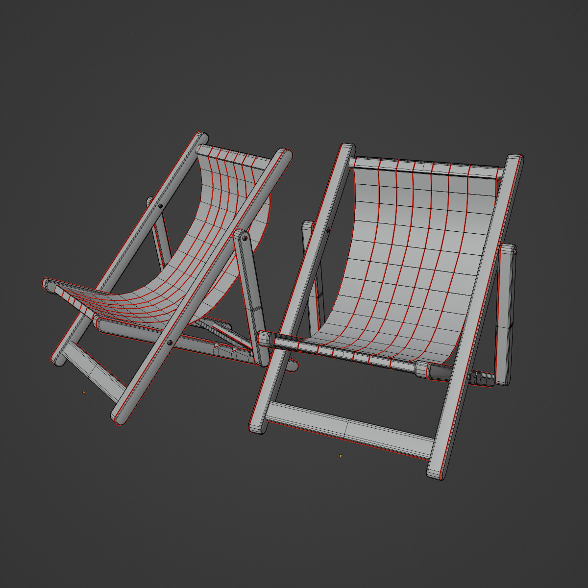 Beach Chair Set  Low-poly 3D model_38