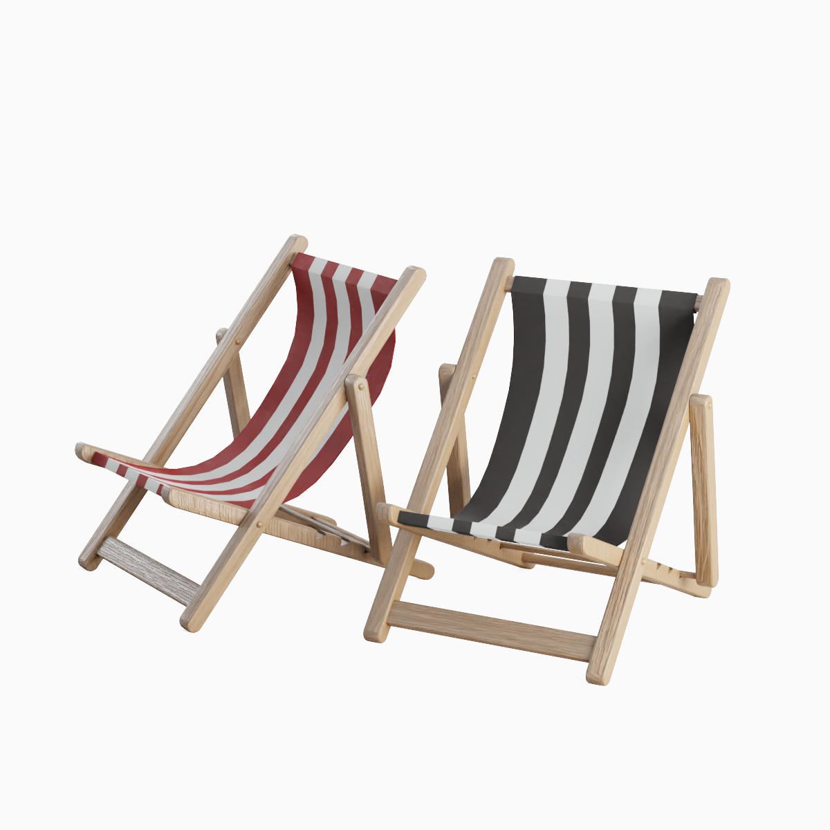Beach Chair Set  Low-poly 3D model_9