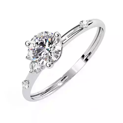 Printable 3D jewelry model of Solitaire Lady Ring with Diamond