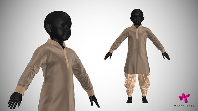 Kid Kurta Payjama 01 3D model