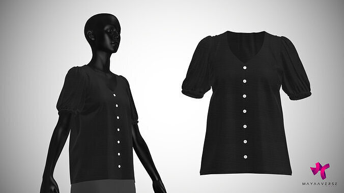 Puffed Sleeve Top 3D model