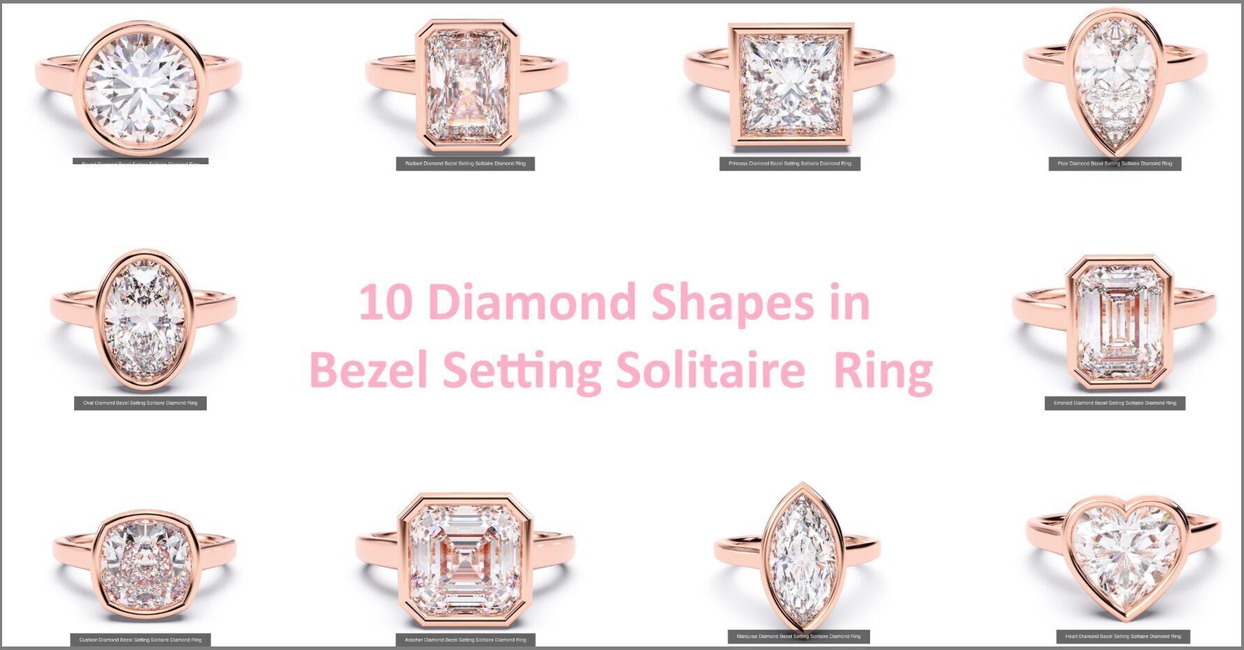 300 Solitaire Wedding Engagement Rings 3dm stl renders details 3D print model_9