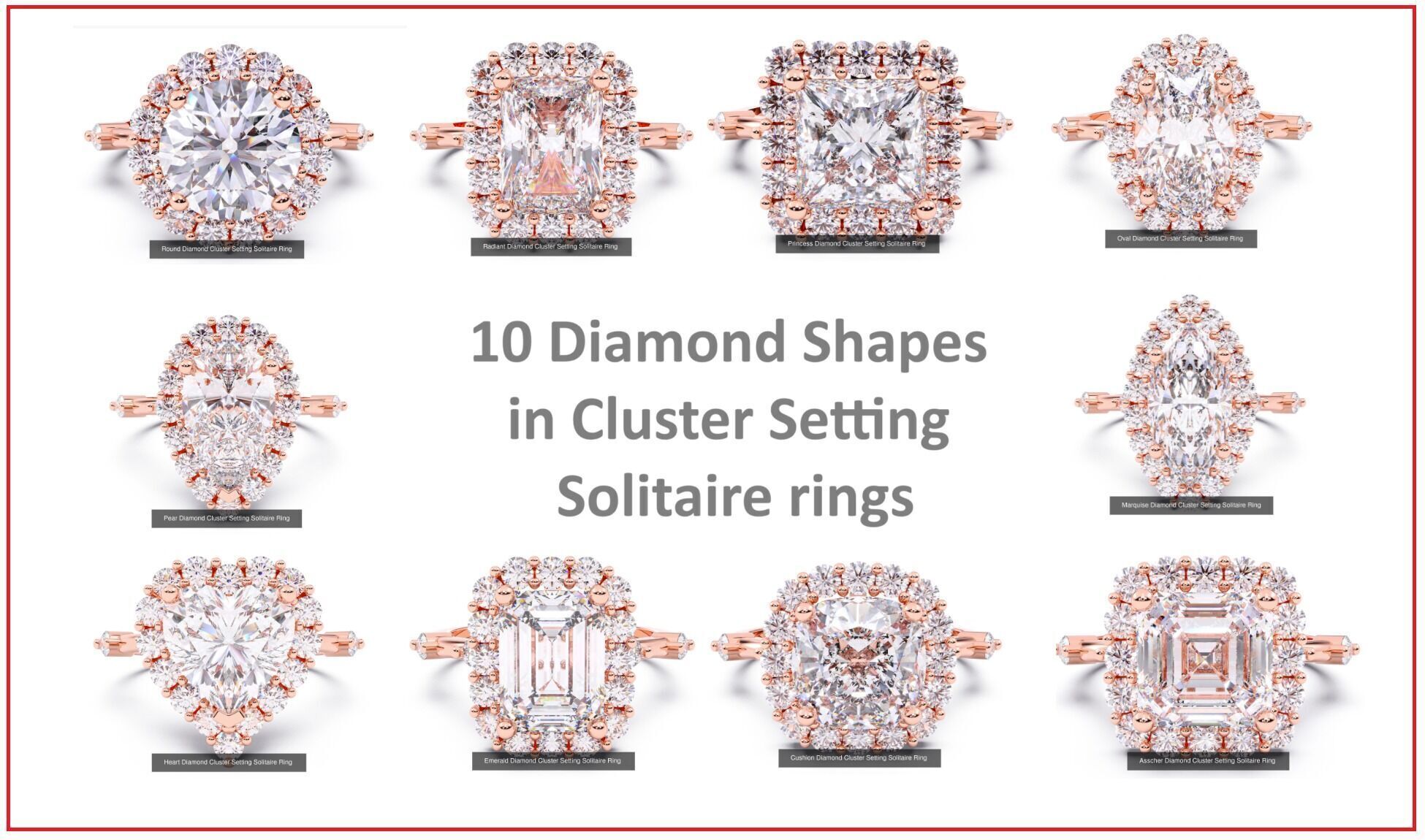 300 Solitaire Wedding Engagement Rings 3dm stl renders details 3D print model_6