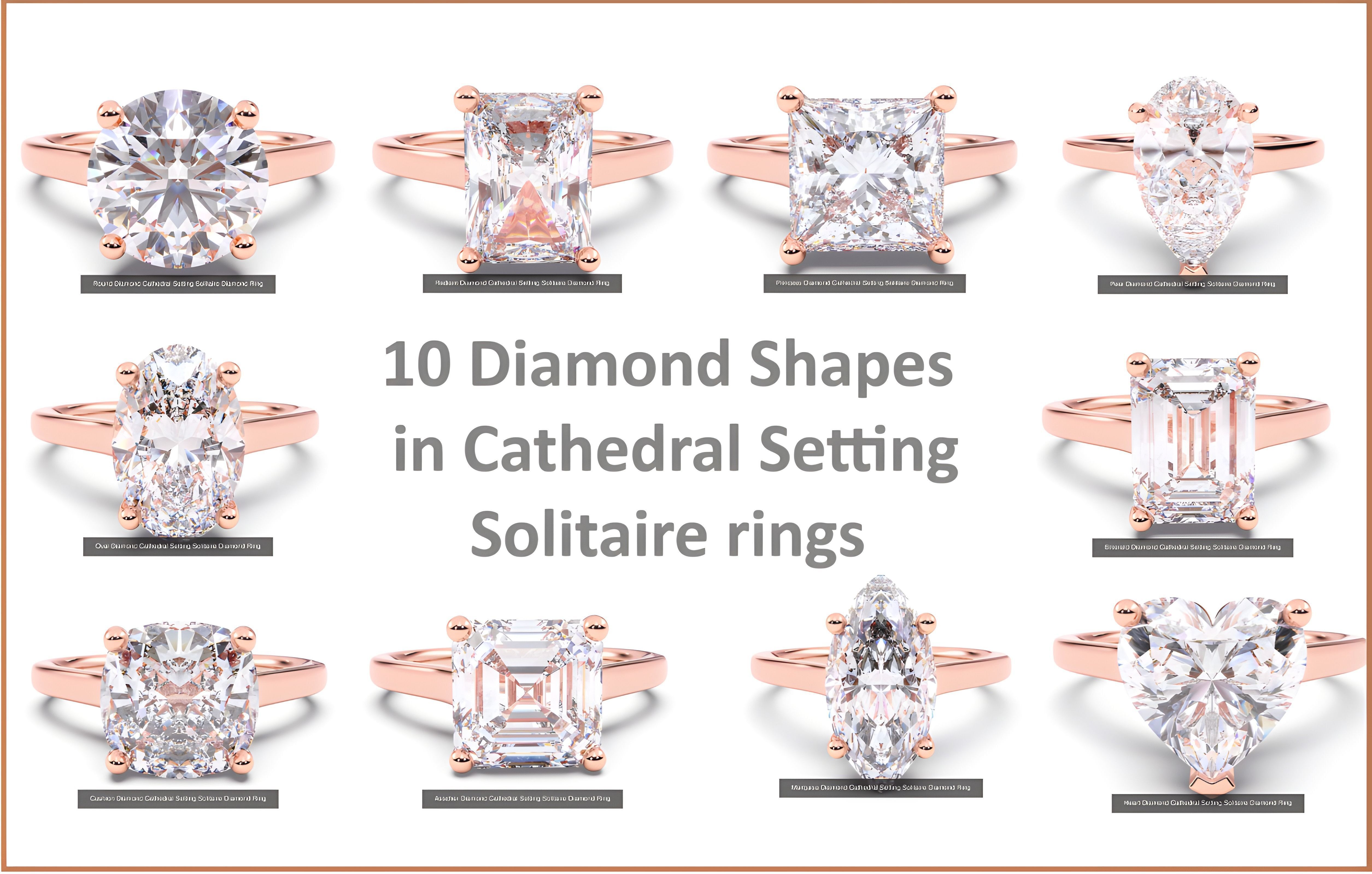 300 Solitaire Wedding Engagement Rings 3dm stl renders details 3D print model_2