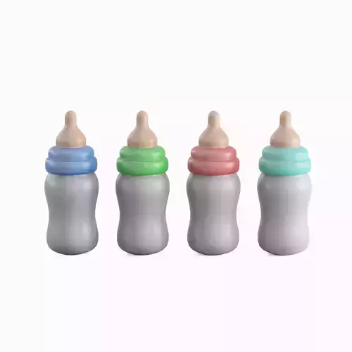 Cartoon Baby Milk Bottle Set Low-poly 3D model