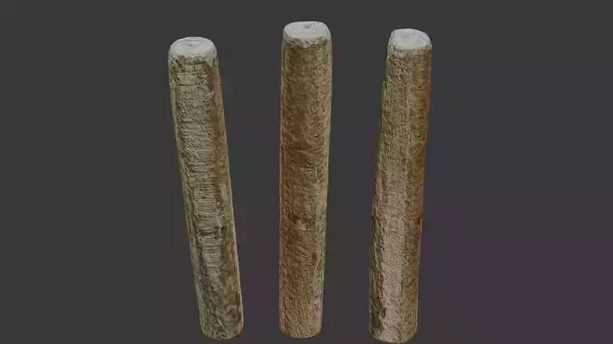 Realistic Wooden Fence Posts 
