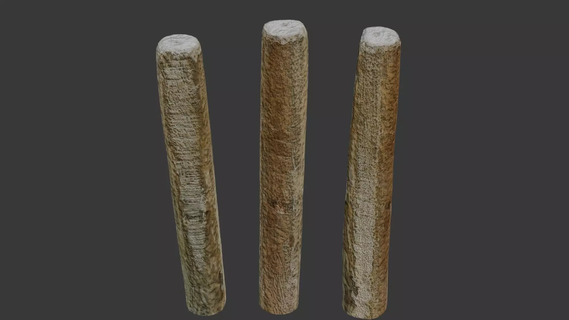 Realistic Wooden Fence Posts Low-poly 3D model_0
