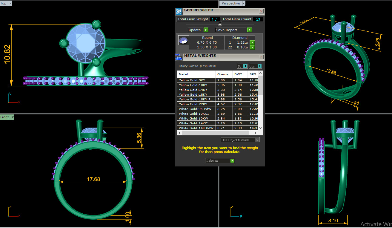 Printable 3D jewelry model of Solitaire Lady Ring with Diamond 3D print model_1