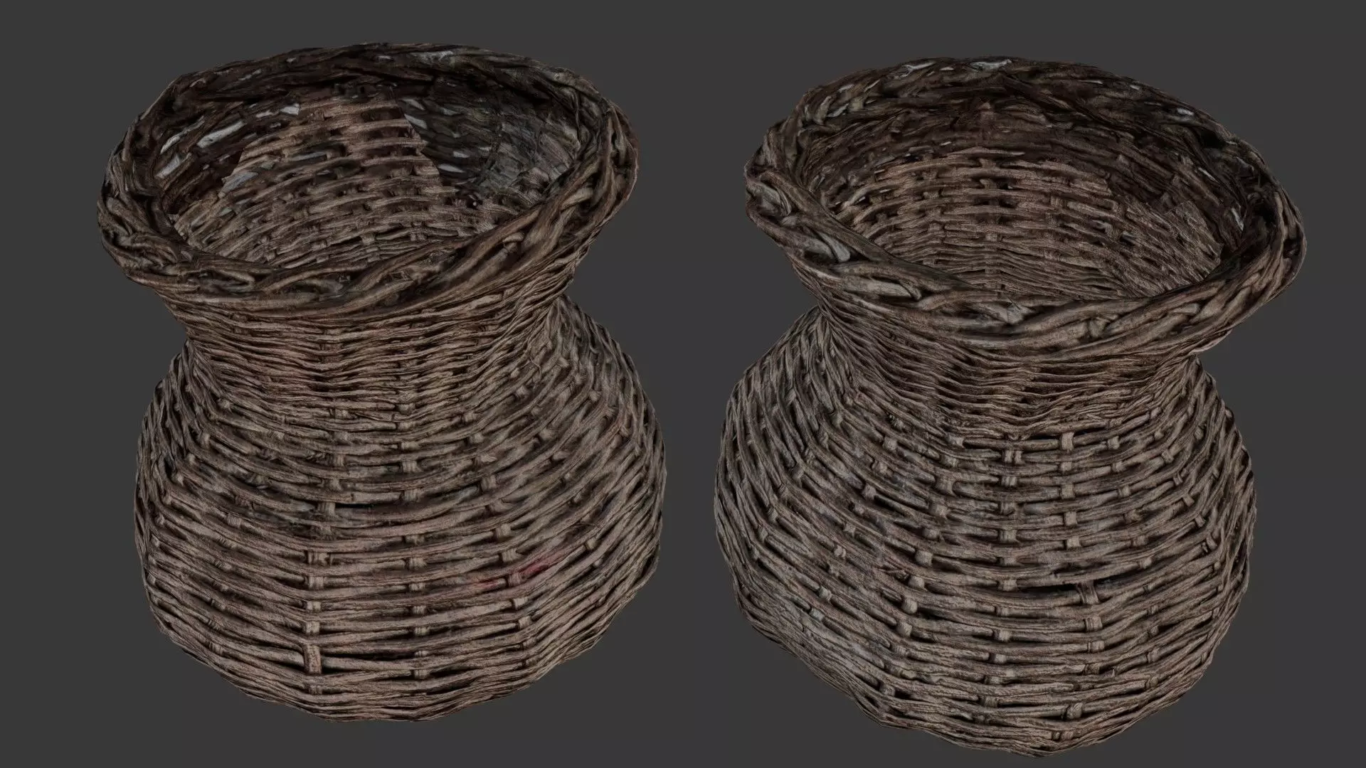 Realistic Wicker Basket Low-poly 3D model_0