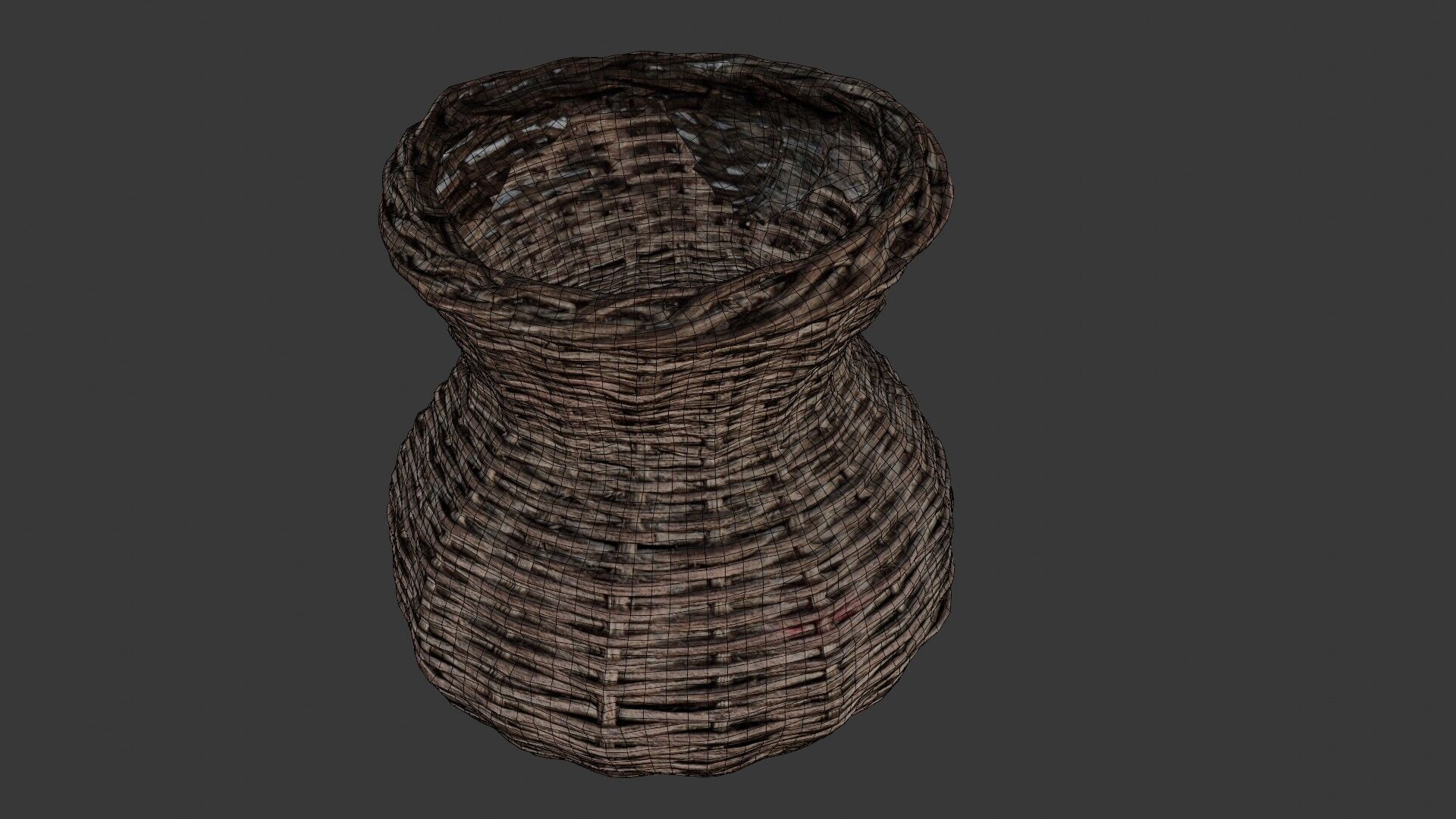 Realistic Wicker Basket Low-poly 3D model_2