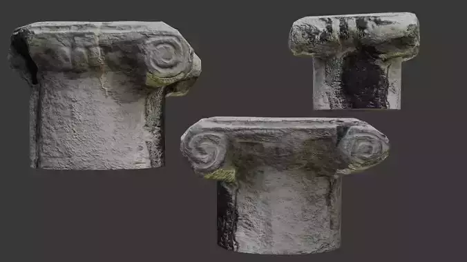 Ancient Ionic Column Capital  Low-poly 3D model