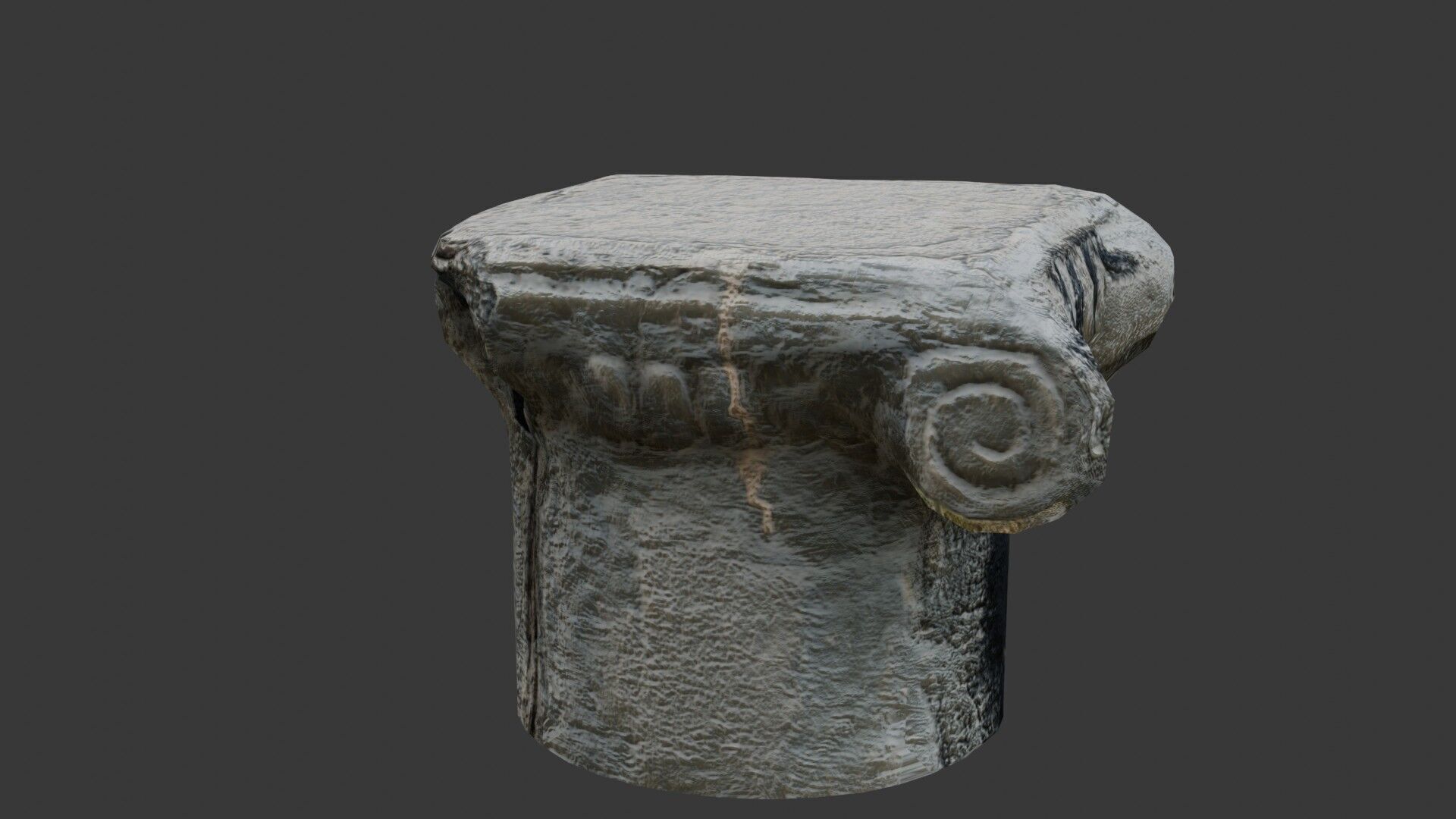 Ancient Ionic Column Capital Low-poly 3D model_6