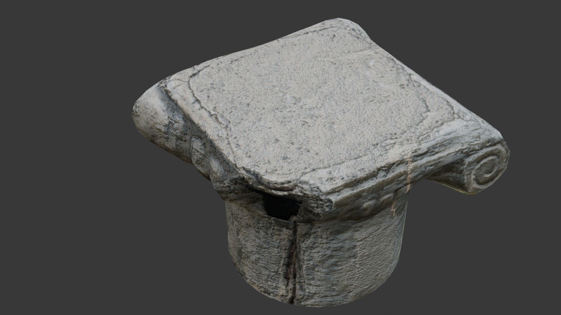 Ancient Ionic Column Capital Low-poly 3D model_5