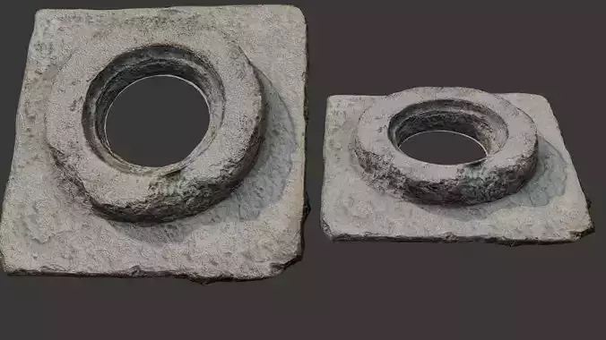 Old Concrete Sewer Cover Low-poly 3D model