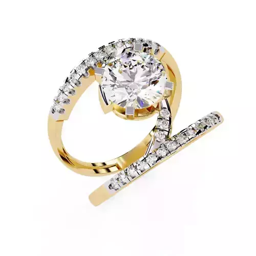 Printable 3D jewelry model of Solitaire Lady Ring with Diamond