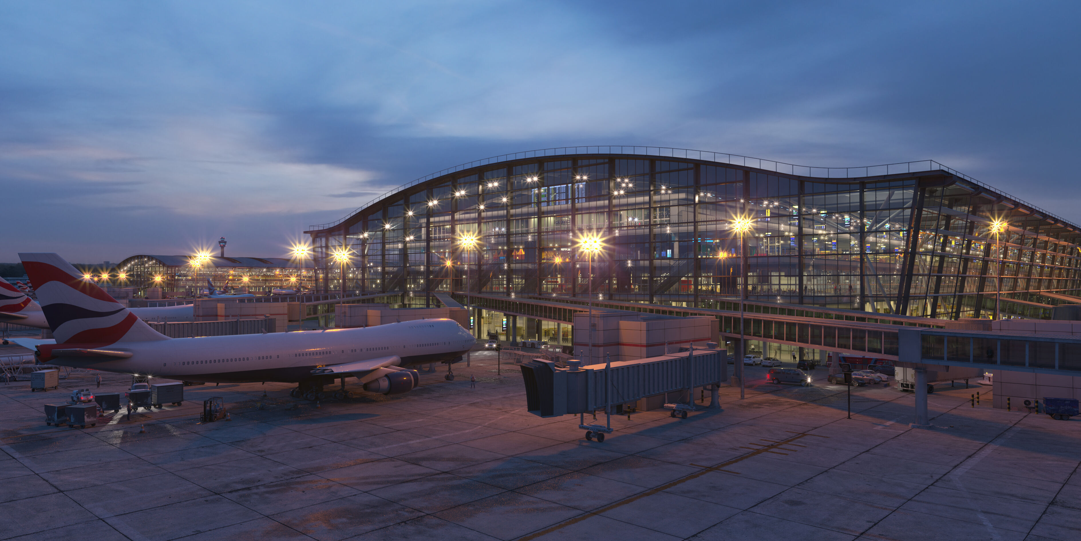 Airport terminal 3D model-Night 3D model_2