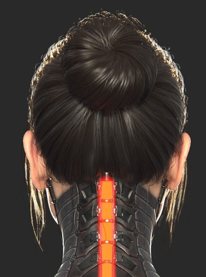 Hair cards and Textures for Female Hair 3D model_5