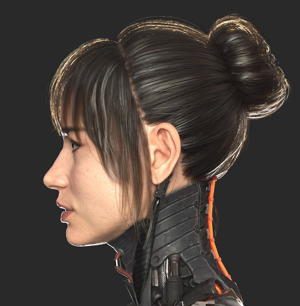 Hair cards and Textures for Female Hair 3D model_6