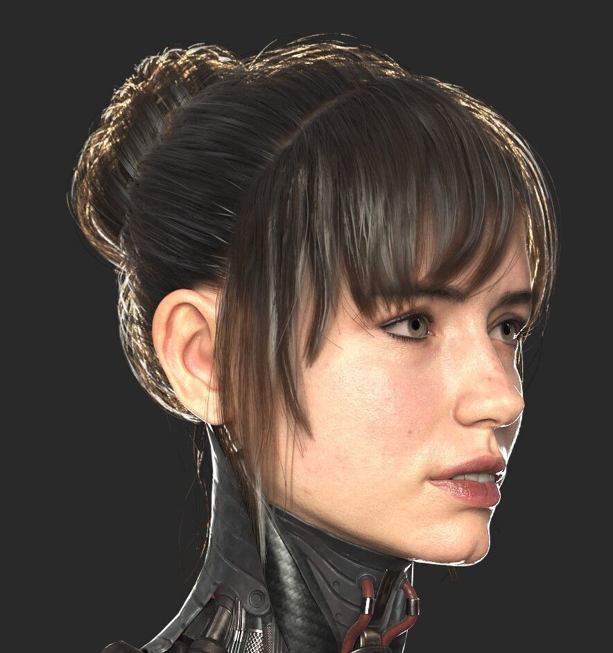 Hair cards and Textures for Female Hair 3D model_4