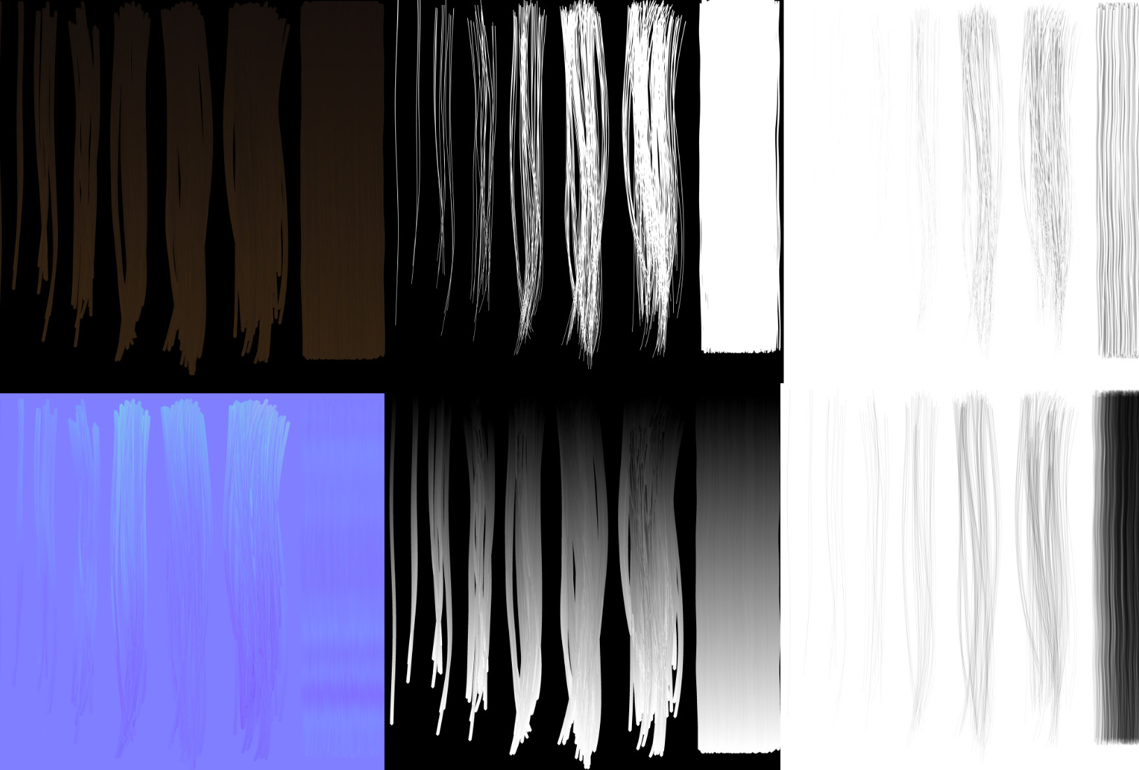 Hair cards and Textures for Female Hair 3D model_1