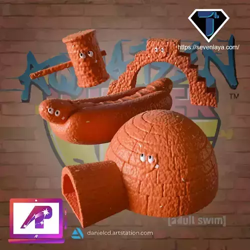 Aquateen Meatwads forms 4 in 1 Color pack B 3D print model