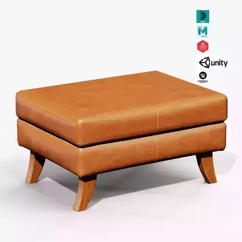 Square Ottoman Stool Low-poly 3D model