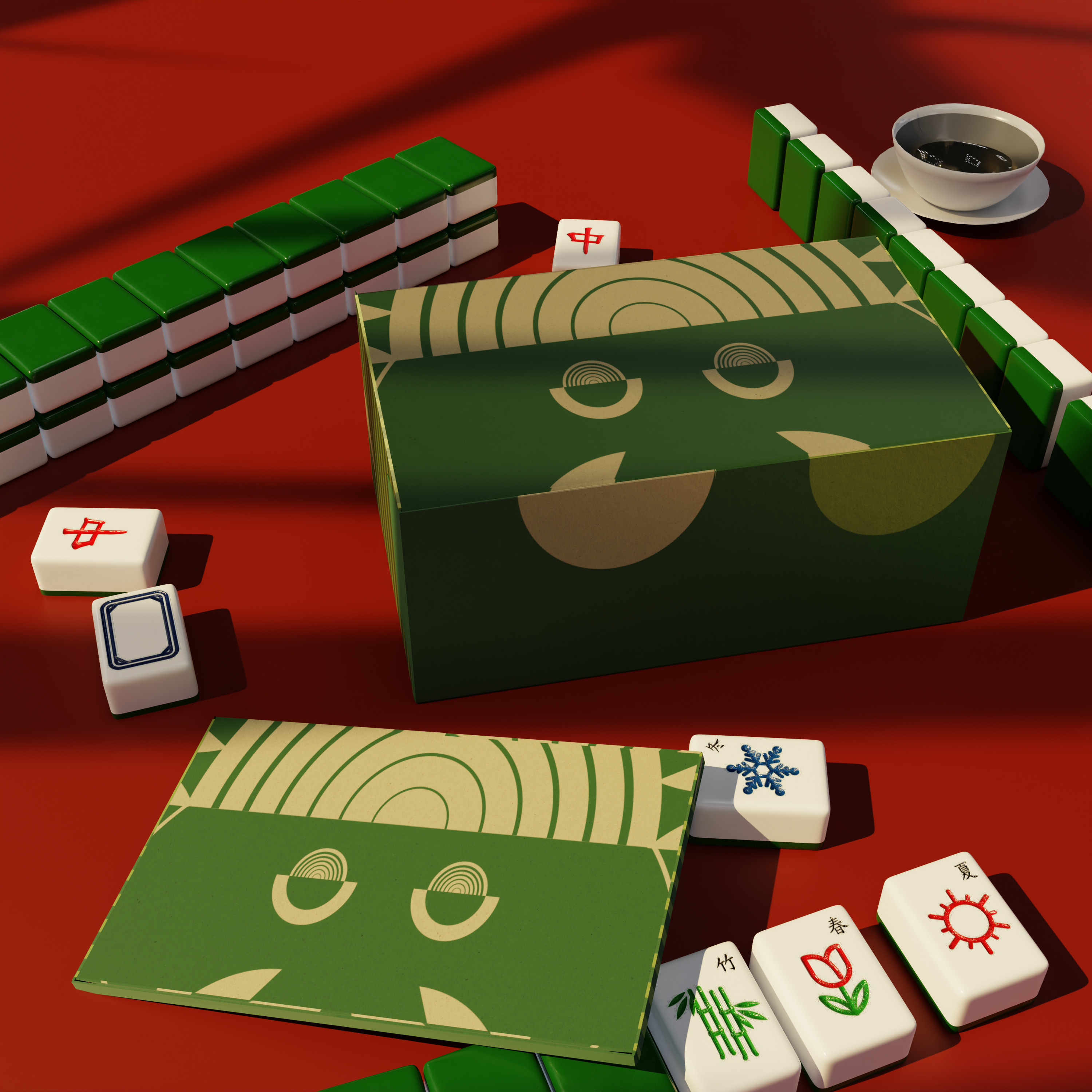 MahjongGameScene3DModel Free low-poly 3D model