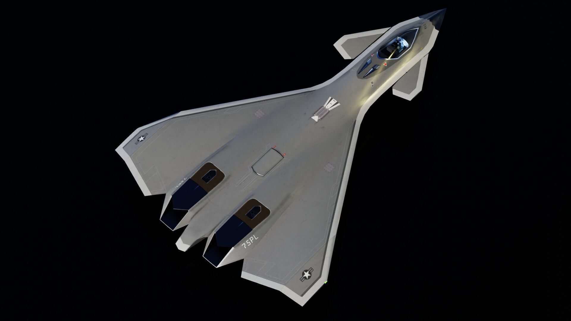 Boeing F-47 Thunderstorm NGAD Low-poly 3D model_6