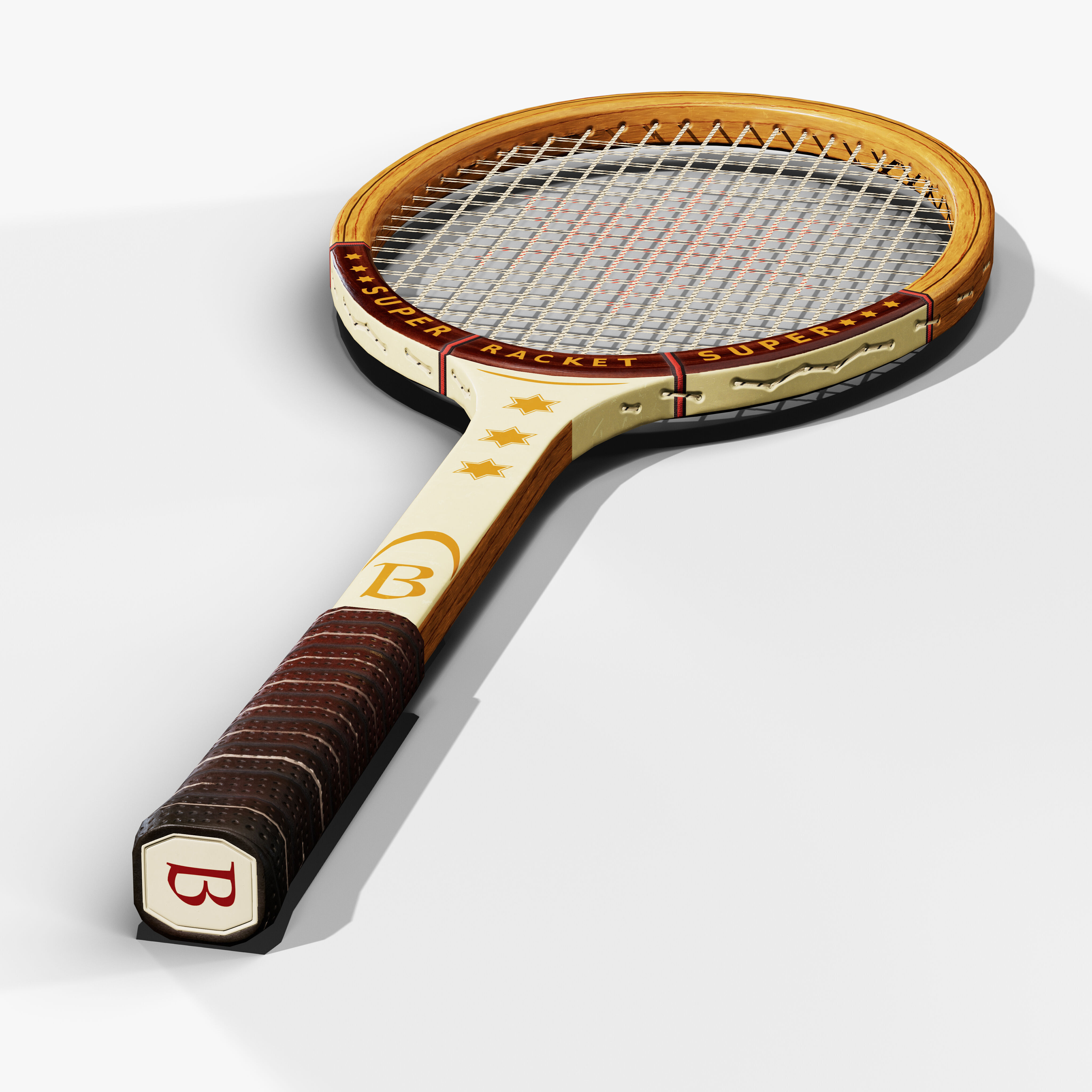 Tennis Racket Low-poly 3D model_10