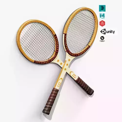 Tennis Racket Low-poly 3D model