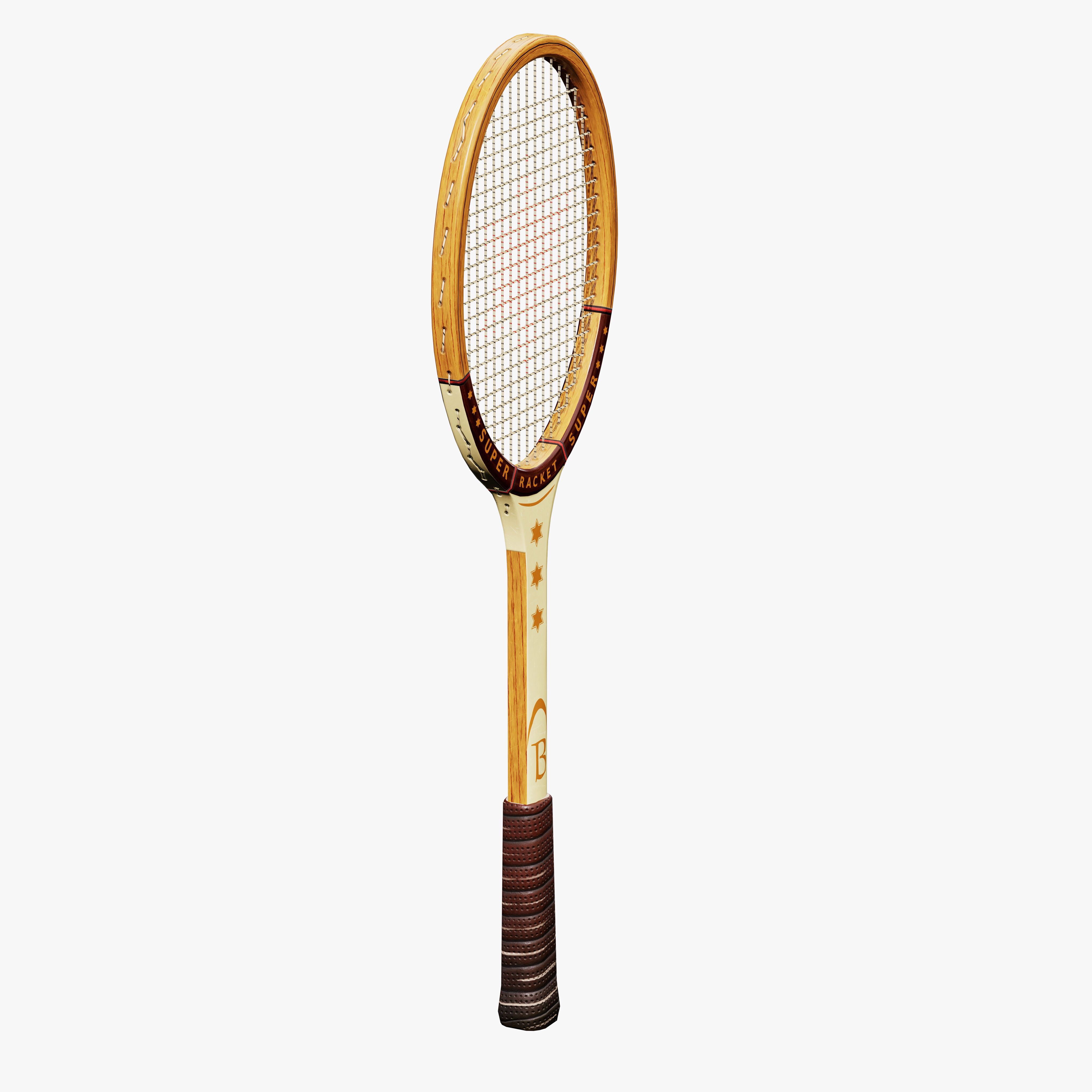 Tennis Racket Low-poly 3D model_7