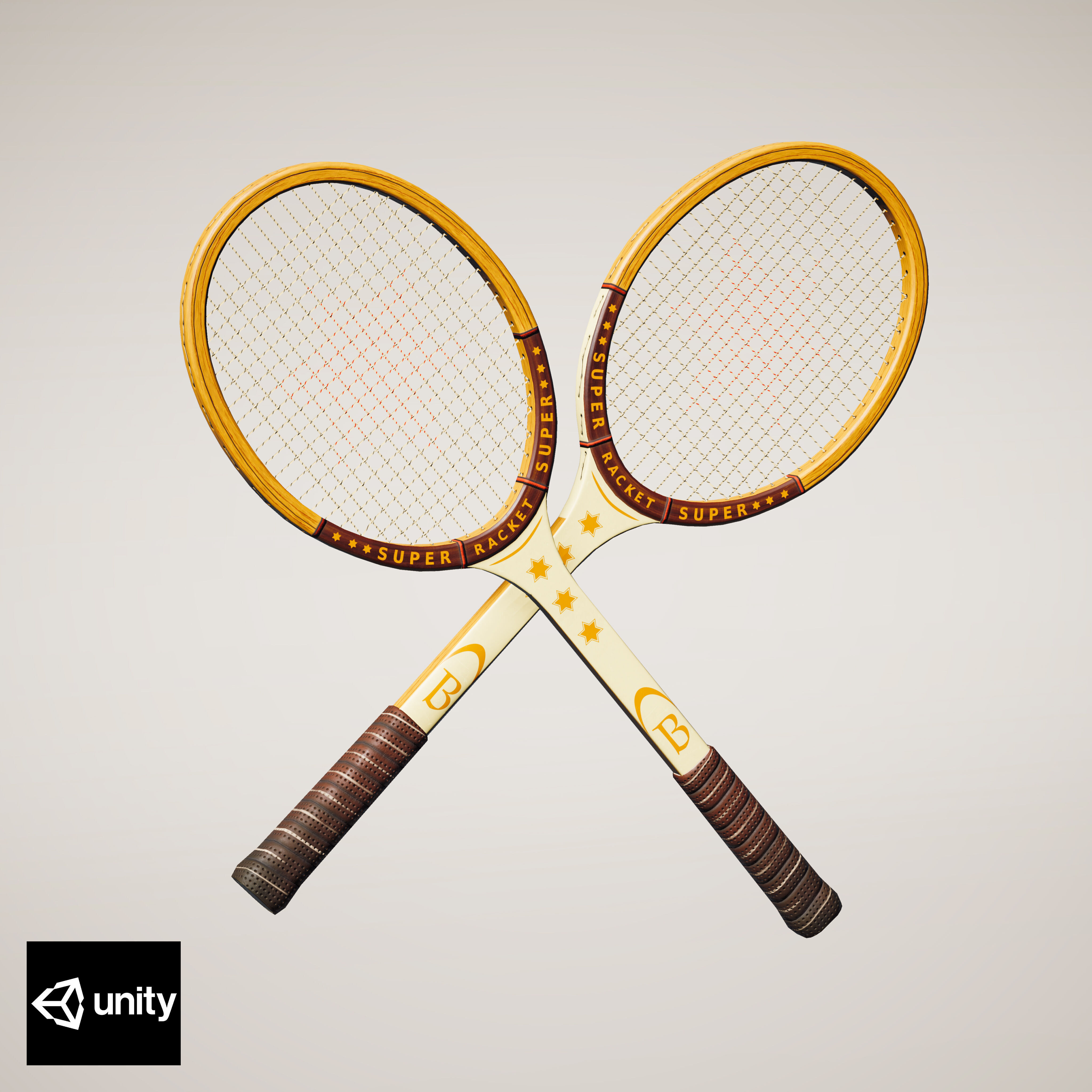 Tennis Racket Low-poly 3D model_13