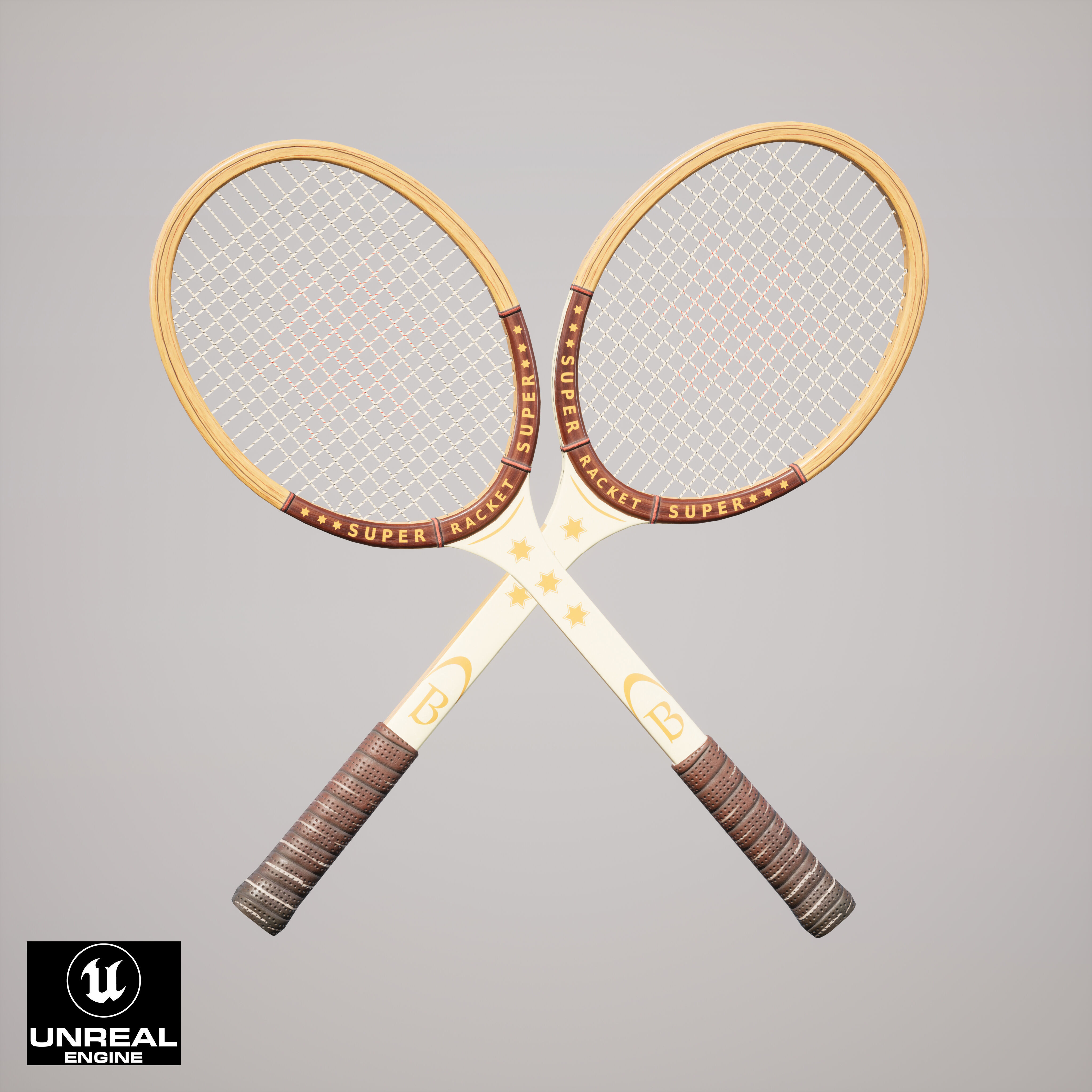 Tennis Racket Low-poly 3D model_12