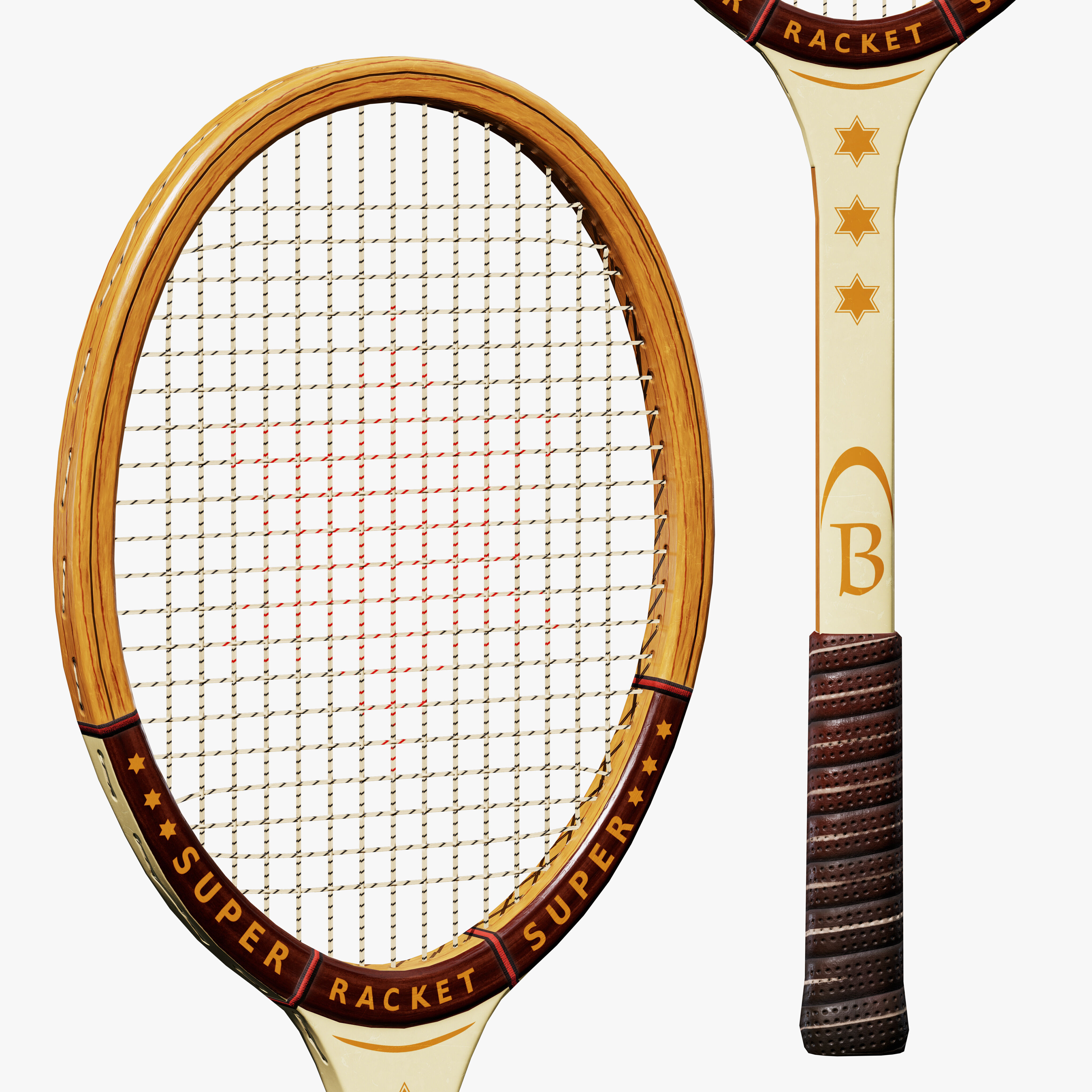 Tennis Racket Low-poly 3D model_9
