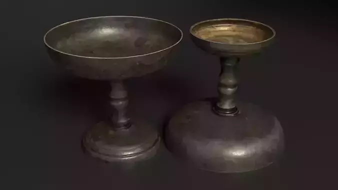 Metal Pedestal Bowl  Low-poly 3D model