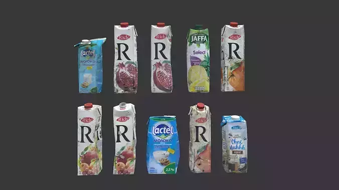 Old dirty tetra pak juice milk set 3