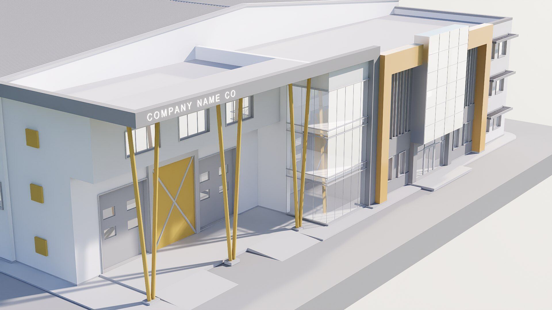 warehouse Low-poly 3D model_3