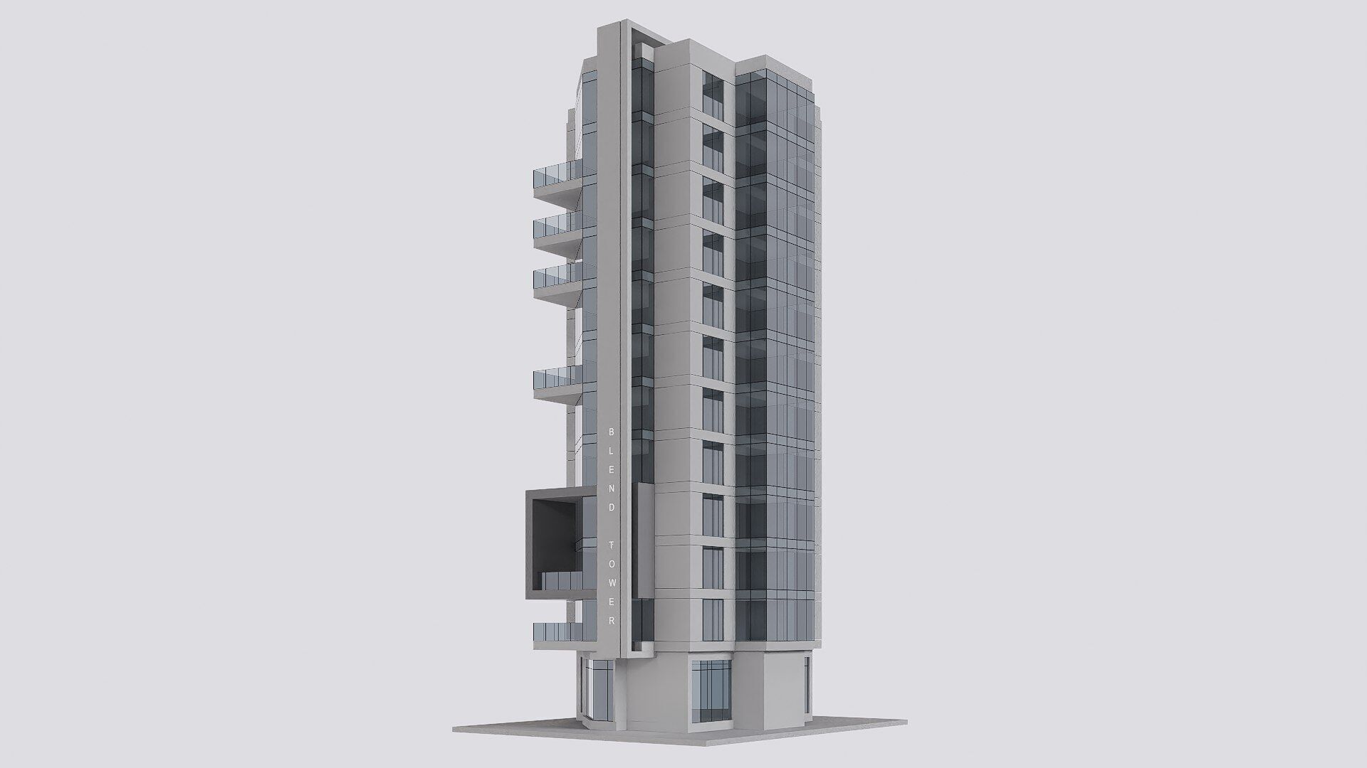 apartment building Low-poly 3D model_5